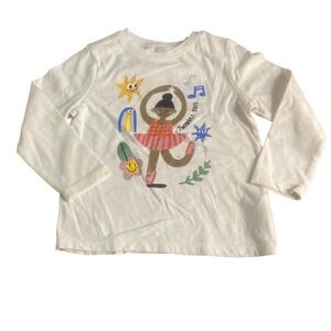 Old Navy Graphic Tee Kids White Twinkle Toes Ballerina Long Sleeve SIZE 3T